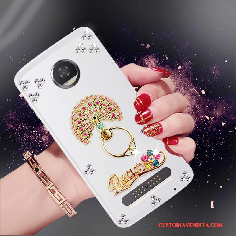 Custodia Moto Z2 Play Strass Morbido Oro, Cover Moto Z2 Play Protezione Telefono