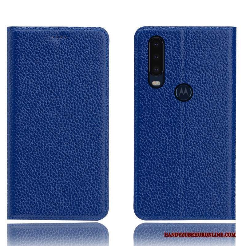 Custodia Motorola One Action Folio Anti-caduta Modello, Cover Motorola One Action Pelle Litchitelefono