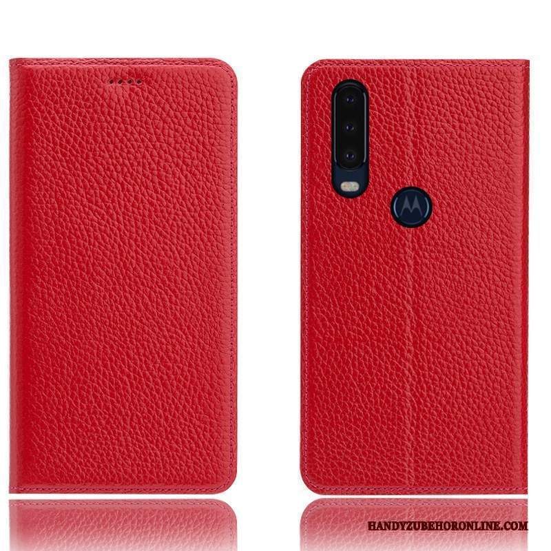 Custodia Motorola One Action Folio Anti-caduta Modello, Cover Motorola One Action Pelle Litchitelefono