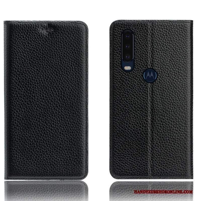 Custodia Motorola One Action Folio Anti-caduta Modello, Cover Motorola One Action Pelle Litchitelefono