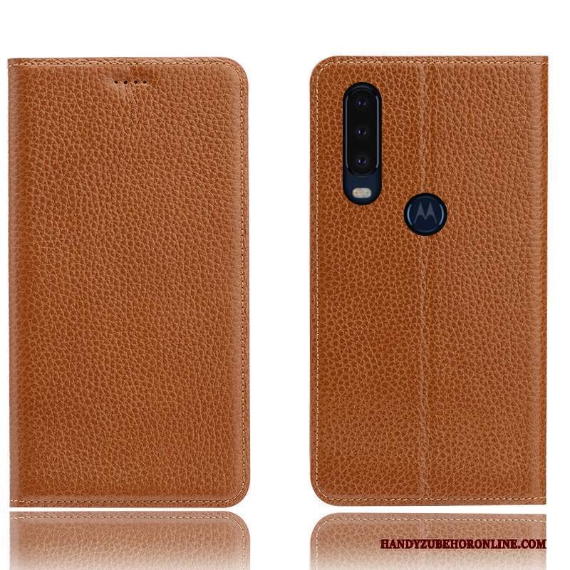 Custodia Motorola One Action Folio Anti-caduta Modello, Cover Motorola One Action Pelle Litchitelefono