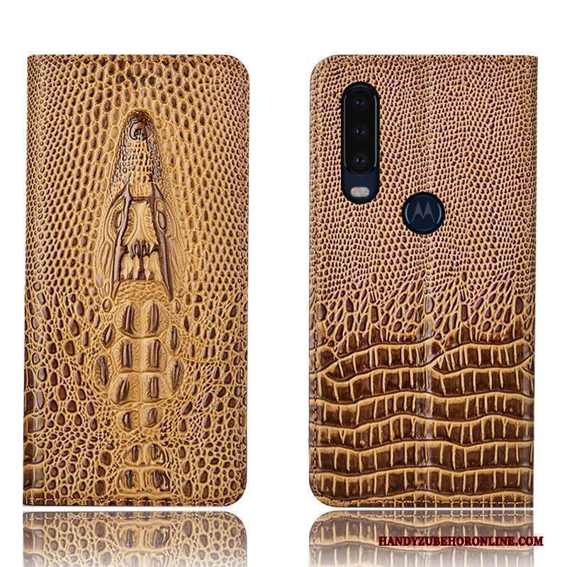 Custodia Motorola One Action Folio Tutto Incluso Anti-caduta, Cover Motorola One Action Pelle Giallotelefono