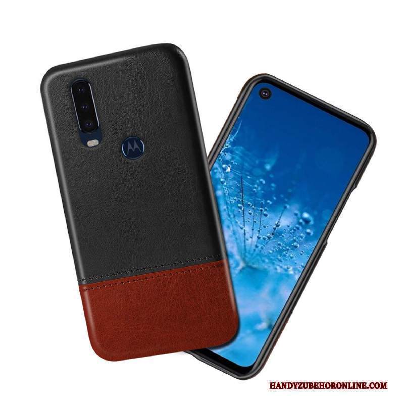 Custodia Motorola One Action Pelle Nero Colori Misti, Cover Motorola One Action Anti-cadutatelefono