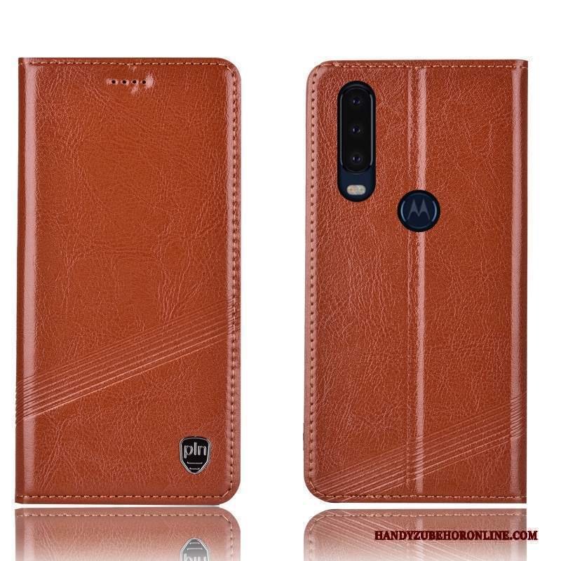 Custodia Motorola One Action Protezione Anti-caduta Rosso, Cover Motorola One Action Pelle Telefono