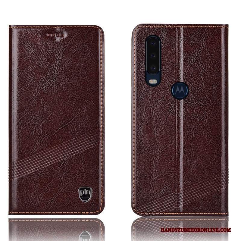 Custodia Motorola One Action Protezione Anti-caduta Rosso, Cover Motorola One Action Pelle Telefono