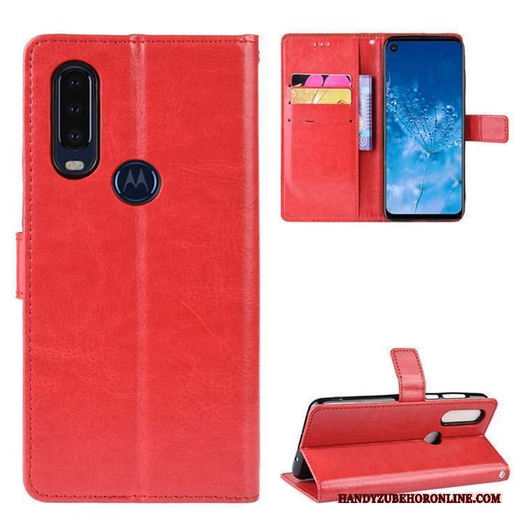 Custodia Motorola One Action Protezione Magnete Vicino Rosso, Cover Motorola One Action Pelle Telefono