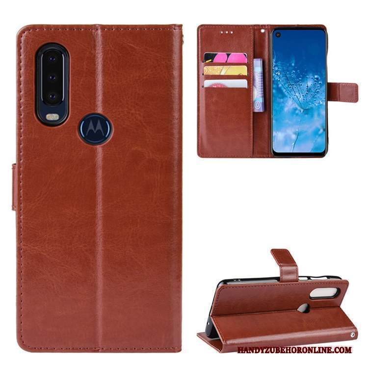 Custodia Motorola One Action Protezione Magnete Vicino Rosso, Cover Motorola One Action Pelle Telefono