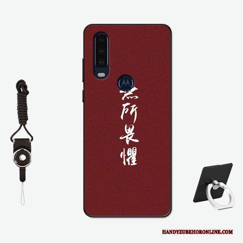 Custodia Motorola One Action Silicone Macchiati Antiscivolo, Cover Motorola One Action Tempra Net Red