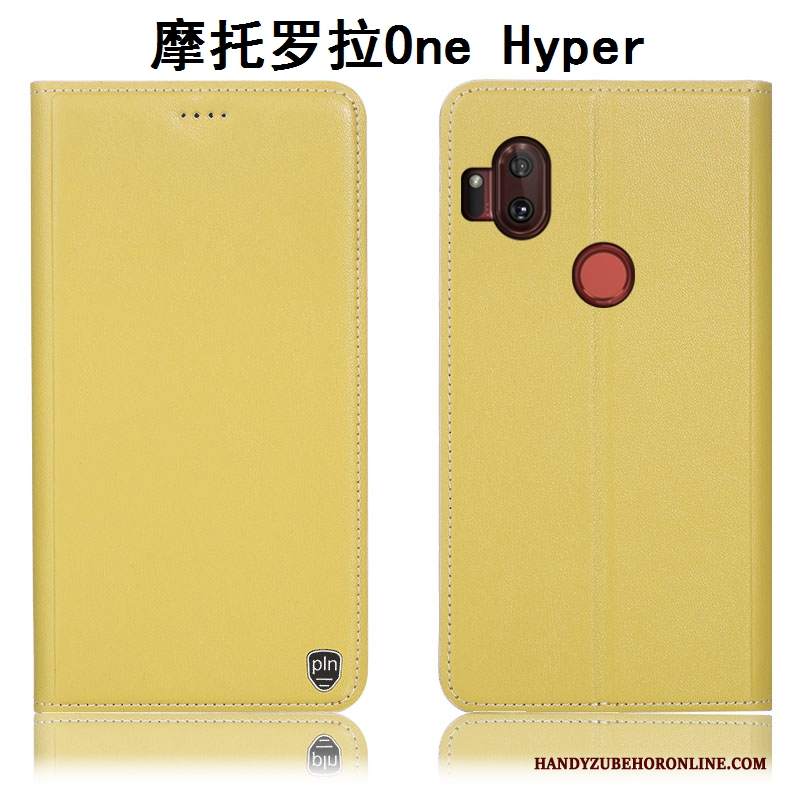 Custodia Motorola One Hyper Pelle Giallo Modello, Cover Motorola One Hyper Protezione Telefono Anti-caduta