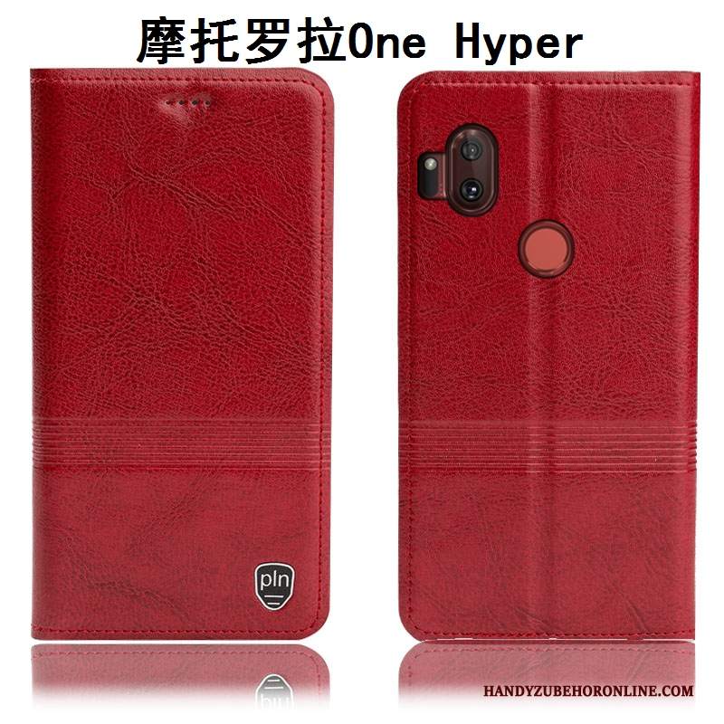 Custodia Motorola One Hyper Pelle Rosso Anti-caduta, Cover Motorola One Hyper Protezione Telefono