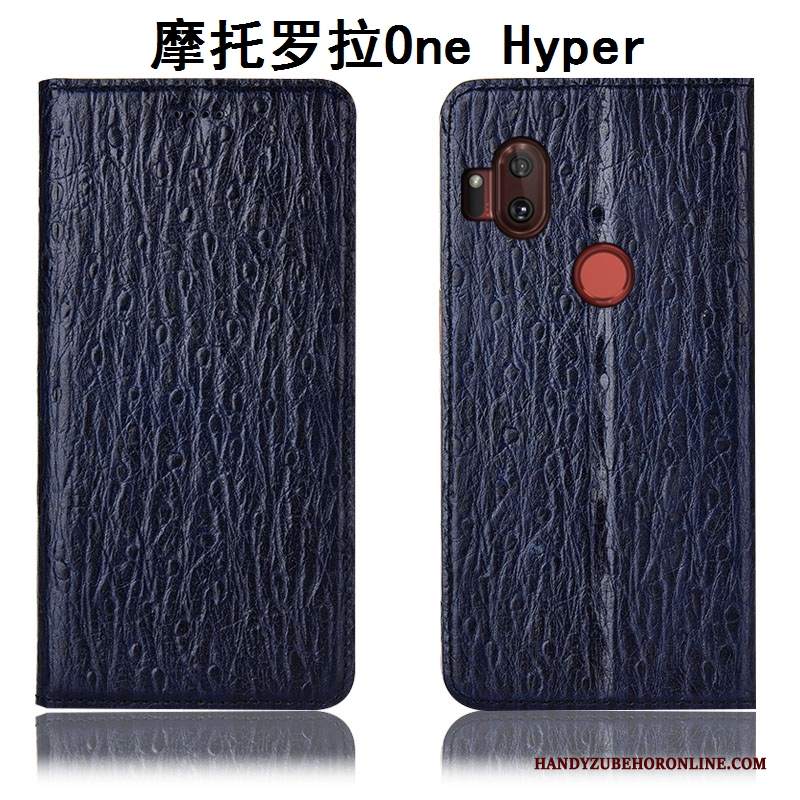 Custodia Motorola One Hyper Pelle Telefono Modello, Cover Motorola One Hyper Protezione Blu Scuro Anti-caduta