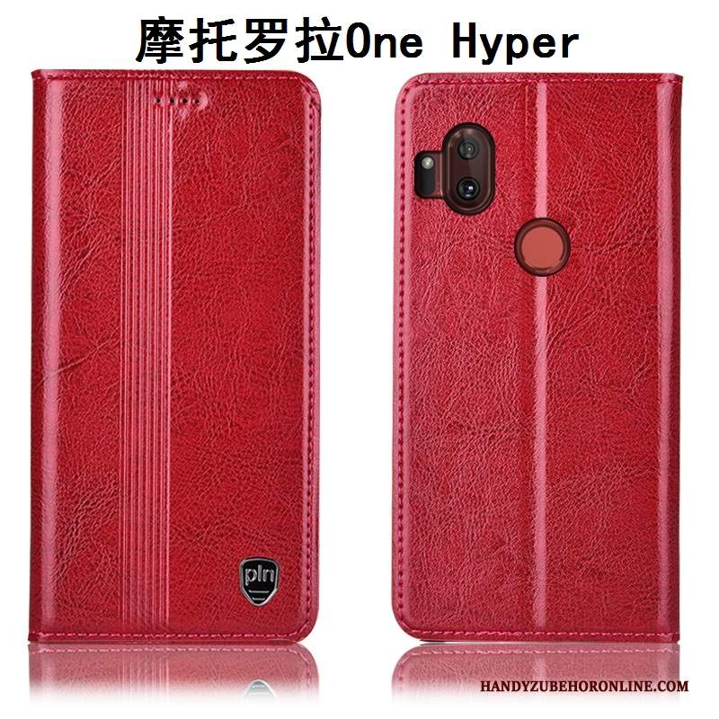 Custodia Motorola One Hyper Pelle Telefono Rosso, Cover Motorola One Hyper Protezione Tutto Incluso