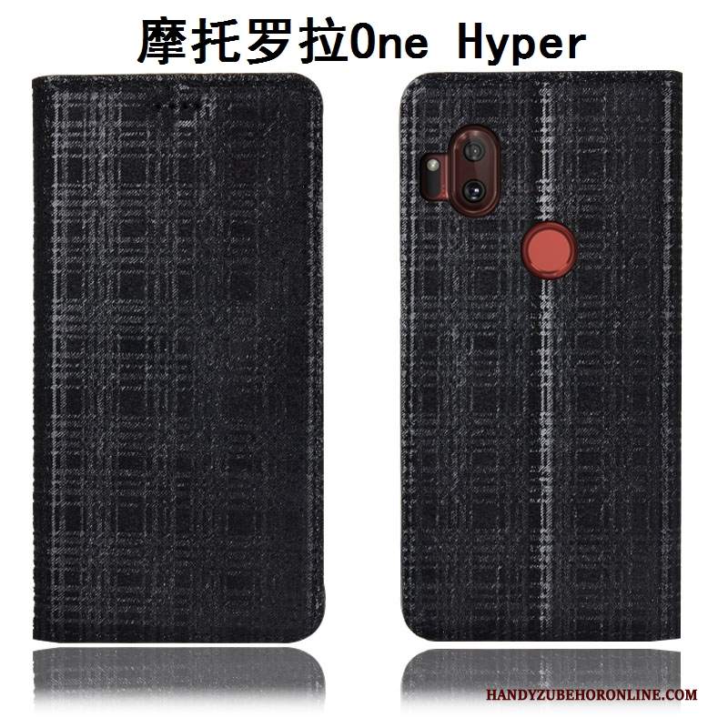 Custodia Motorola One Hyper Protezione Anti-caduta Velluto, Cover Motorola One Hyper Pelle Telefono Nero