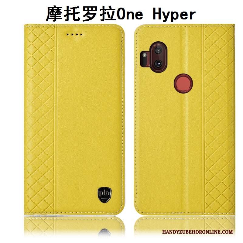 Custodia Motorola One Hyper Protezione Giallo Anti-caduta, Cover Motorola One Hyper Pelle Telefono