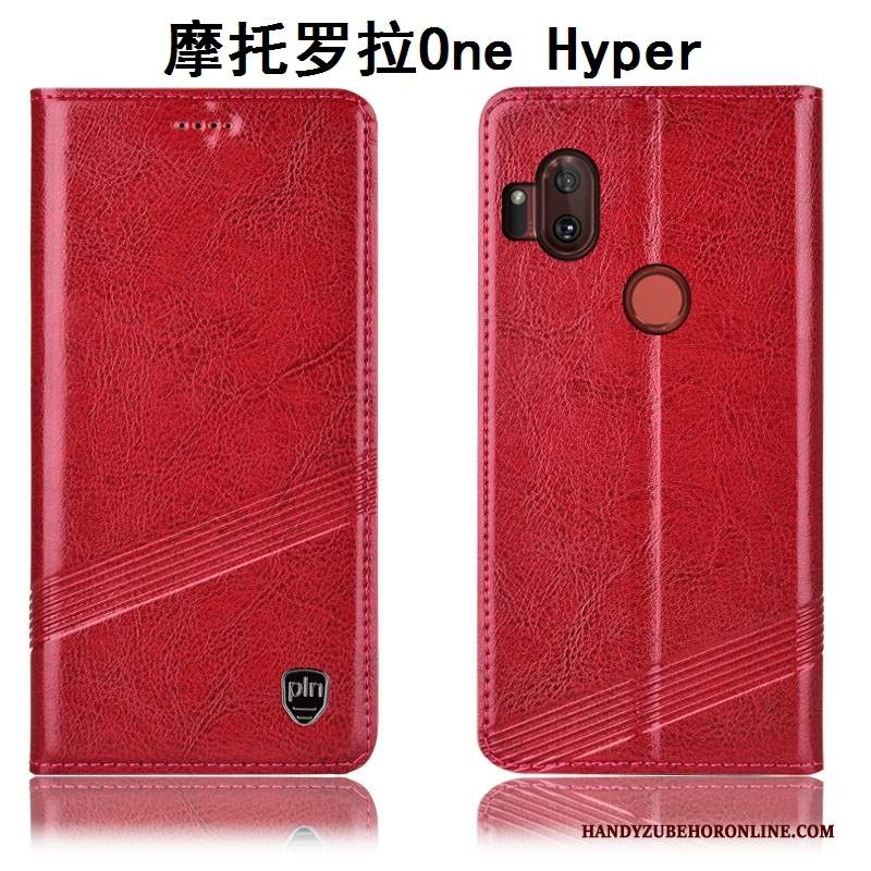 Custodia Motorola One Hyper Protezione Telefono Anti-caduta, Cover Motorola One Hyper Pelle Marrone