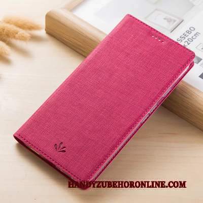 Custodia Motorola One Macro Protezione Carta Panno, Cover Motorola One Macro Folio Telefono Rosso