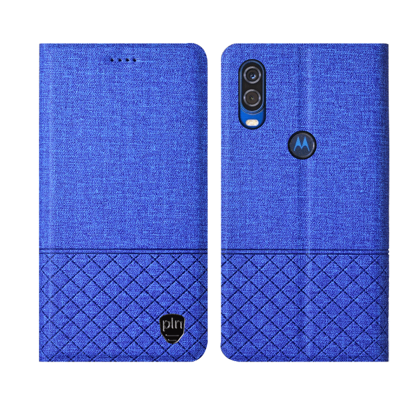 Custodia Motorola One Vision Pelle Cotone E Lino Rosa, Cover Motorola One Vision Protezione Tutto Inclusotelefono