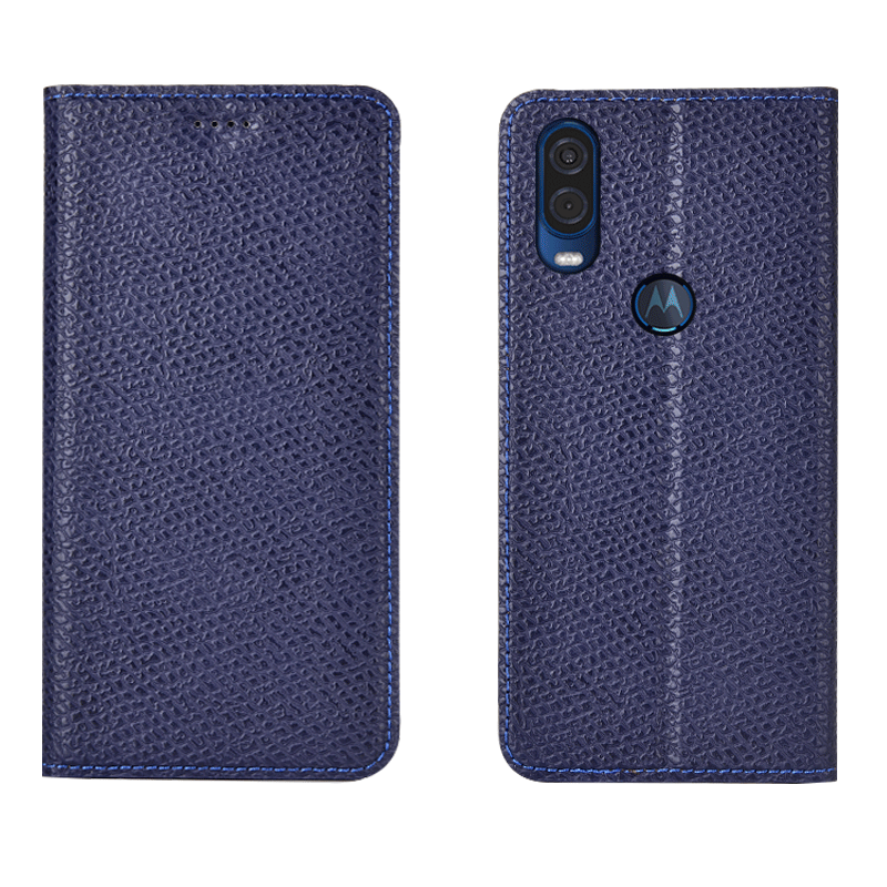 Custodia Motorola One Vision Protezione Blu Scuro Modello, Cover Motorola One Vision Folio Tutto Incluso Maglia