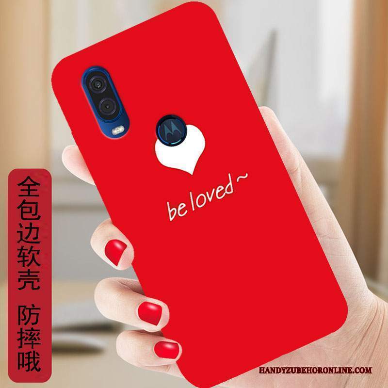 Custodia Motorola One Vision Protezione Morbido Rosso, Cover Motorola One Vision Telefono