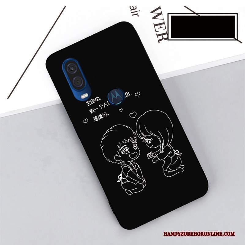 Custodia Motorola One Vision Protezione Nero Morbido, Cover Motorola One Vision Telefono