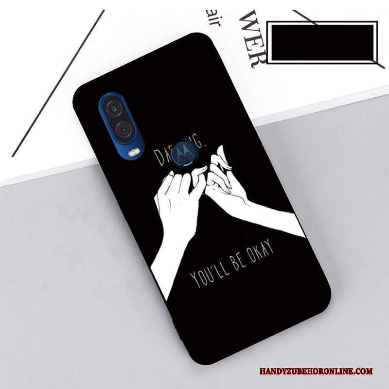 Custodia Motorola One Vision Protezione Nero Morbido, Cover Motorola One Vision Telefono