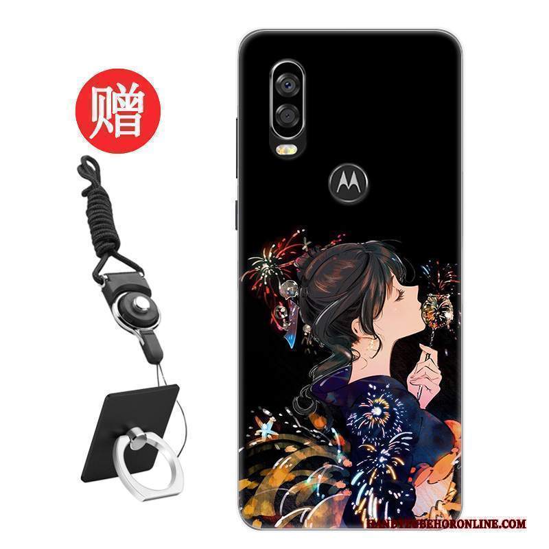 Custodia Motorola One Vision Protezione Nero Nuovo, Cover Motorola One Vision Tendenza Amanti