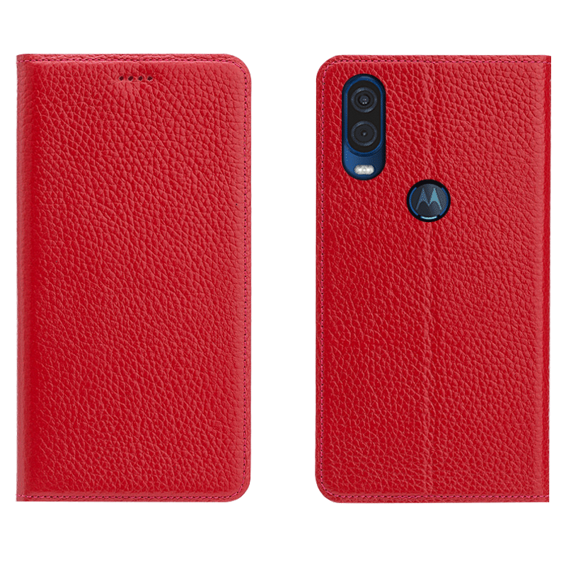 Custodia Motorola One Vision Protezione Telefono Modello, Cover Motorola One Vision Folio Tutto Incluso Litchi