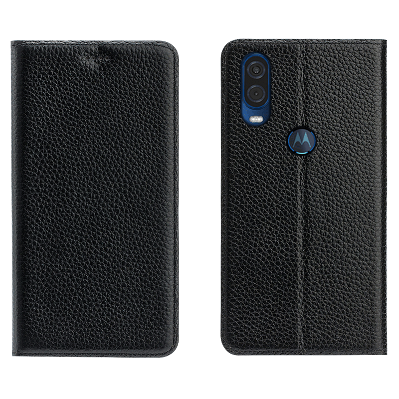 Custodia Motorola One Vision Protezione Telefono Modello, Cover Motorola One Vision Folio Tutto Incluso Litchi