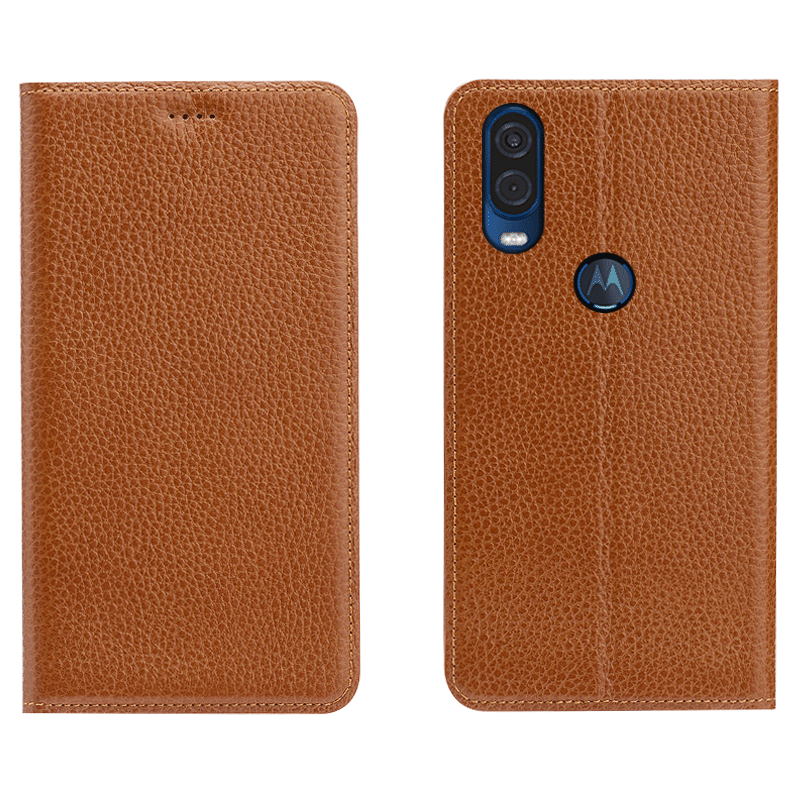 Custodia Motorola One Vision Protezione Telefono Modello, Cover Motorola One Vision Folio Tutto Incluso Litchi