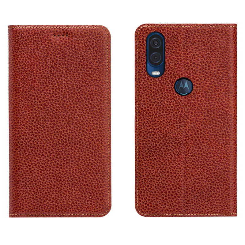 Custodia Motorola One Vision Protezione Telefono Modello, Cover Motorola One Vision Folio Tutto Incluso Litchi