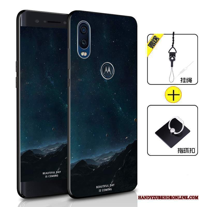 Custodia Motorola One Vision Silicone Morbido Tutto Incluso, Cover Motorola One Vision Protezione Blu Scurotelefono