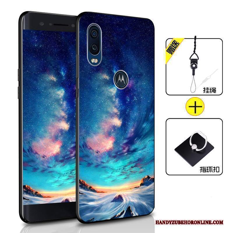 Custodia Motorola One Vision Silicone Morbido Tutto Incluso, Cover Motorola One Vision Protezione Blu Scurotelefono