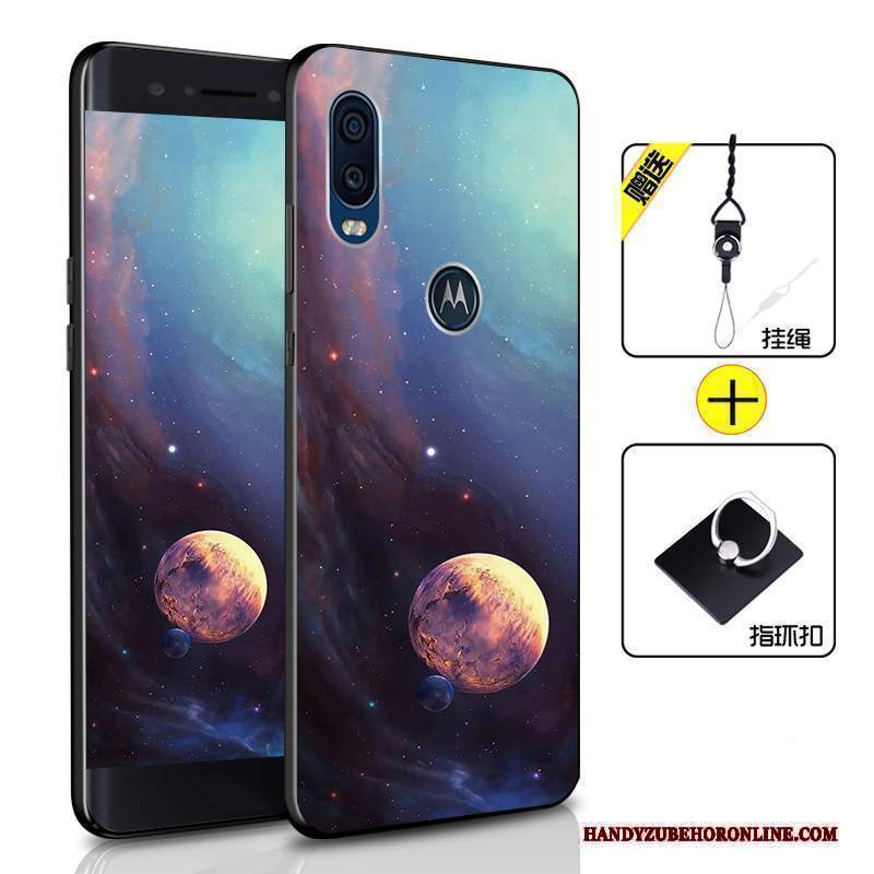 Custodia Motorola One Vision Silicone Morbido Tutto Incluso, Cover Motorola One Vision Protezione Blu Scurotelefono