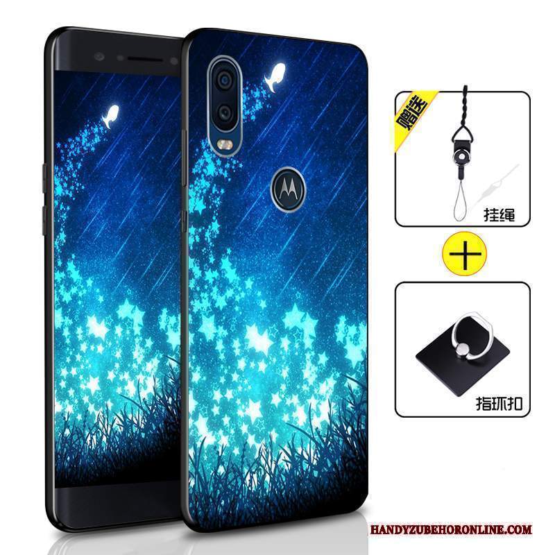 Custodia Motorola One Vision Silicone Morbido Tutto Incluso, Cover Motorola One Vision Protezione Blu Scurotelefono