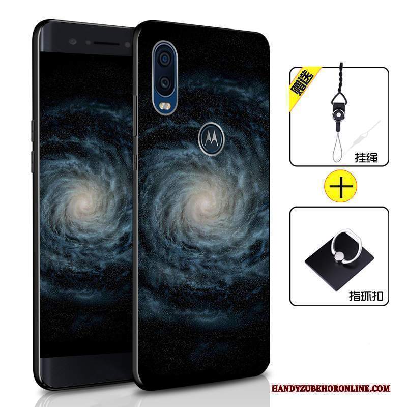 Custodia Motorola One Vision Silicone Morbido Tutto Incluso, Cover Motorola One Vision Protezione Blu Scurotelefono