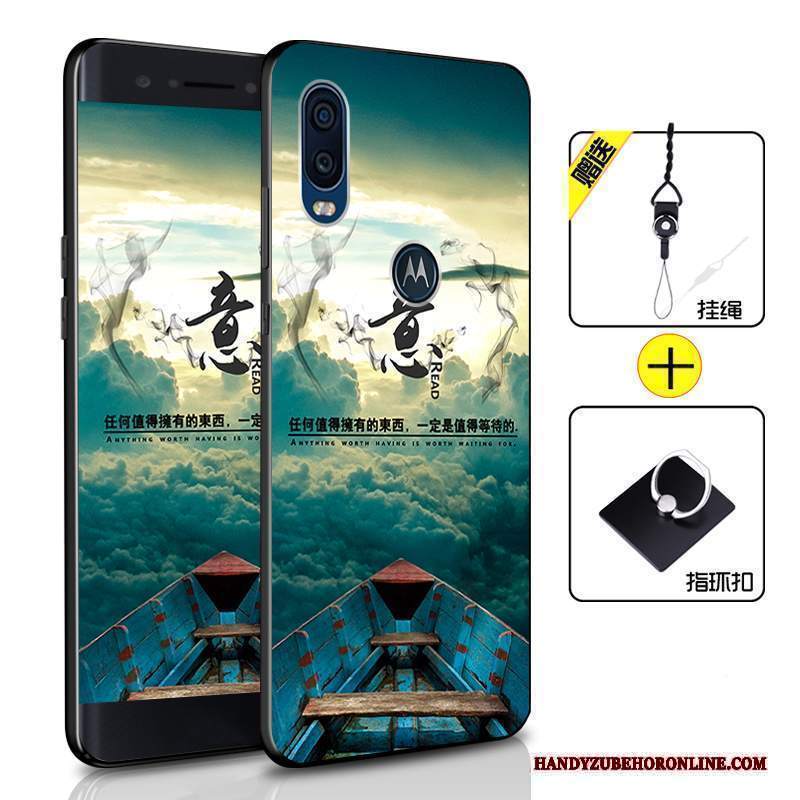 Custodia Motorola One Vision Silicone Morbido Tutto Incluso, Cover Motorola One Vision Protezione Blu Scurotelefono