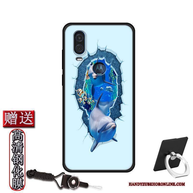 Custodia Motorola One Vision Silicone Pellicola Protettiva Morbido, Cover Motorola One Vision Protezione Blu Tutto Incluso