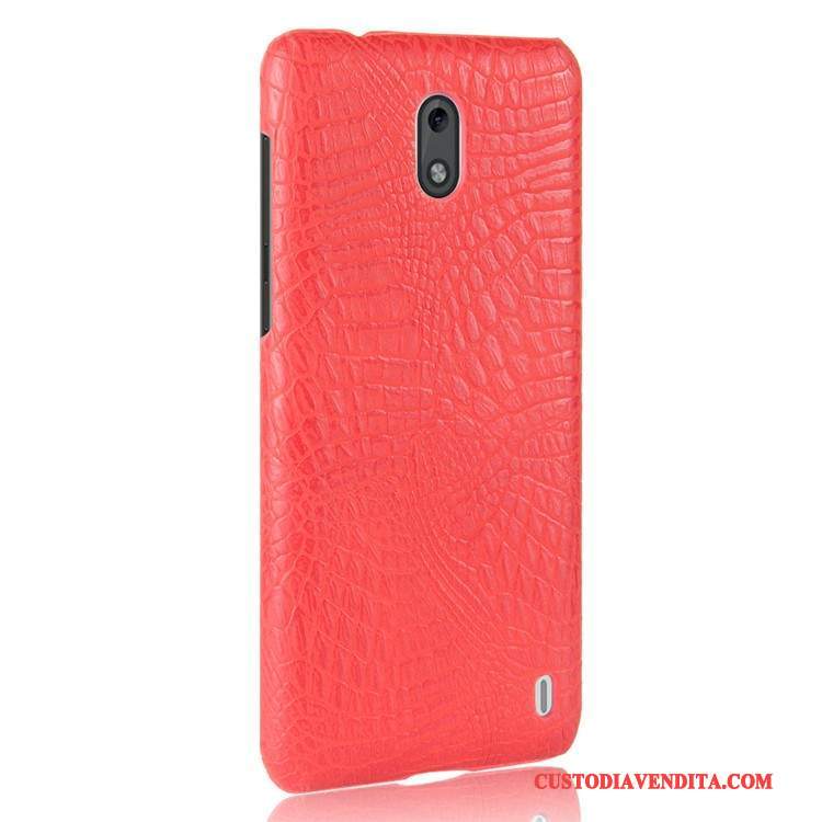 Custodia Nokia 2 Pelle Rosso Modello Coccodrillo, Cover Nokia 2 Protezione Coperchio Posterioretelefono