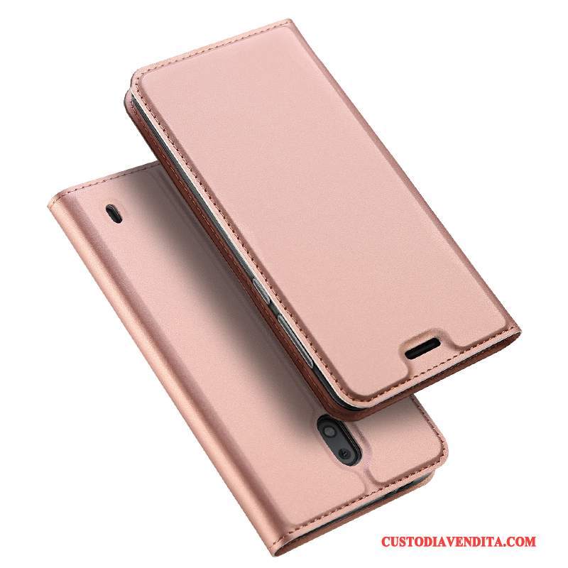 Custodia Nokia 2 Protezione Supporto Sottili, Cover Nokia 2 Pelle Rosa Carta