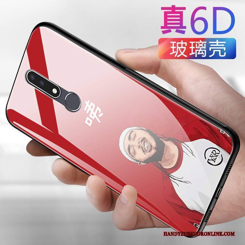 Custodia Nokia 3.1 Plus Cartone Animato Gattino Rosso, Cover Nokia 3.1 Plus Vetrotelefono