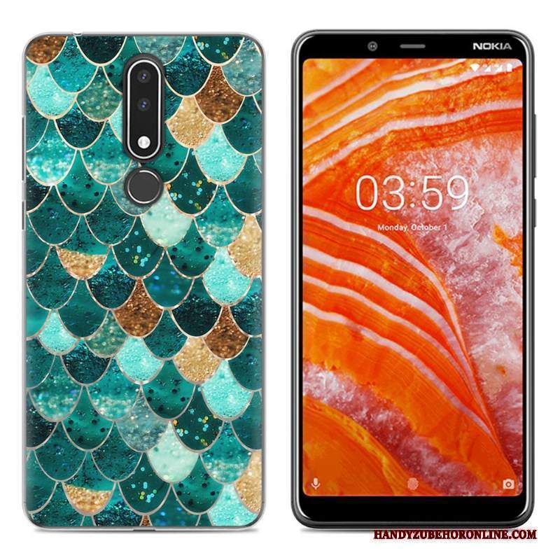 Custodia Nokia 3.1 Plus Colore Tutto Incluso Nuovo, Cover Nokia 3.1 Plus Cartone Animato Telefono Verde