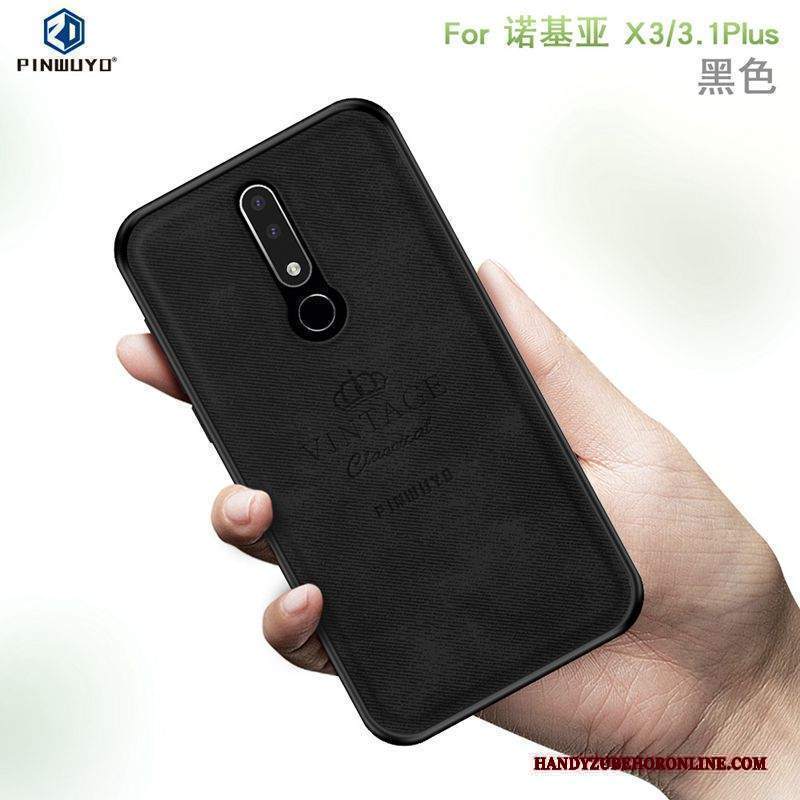 Custodia Nokia 3.1 Plus Grigiotelefono, Cover Nokia 3.1 Plus Sottile Panno