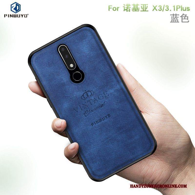 Custodia Nokia 3.1 Plus Grigiotelefono, Cover Nokia 3.1 Plus Sottile Panno