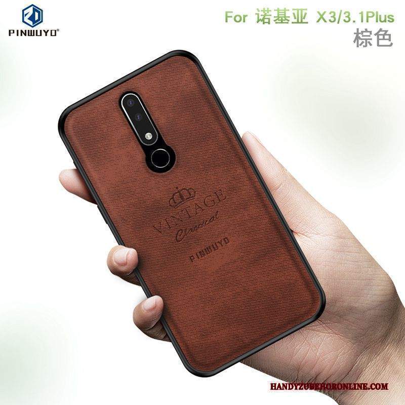 Custodia Nokia 3.1 Plus Grigiotelefono, Cover Nokia 3.1 Plus Sottile Panno