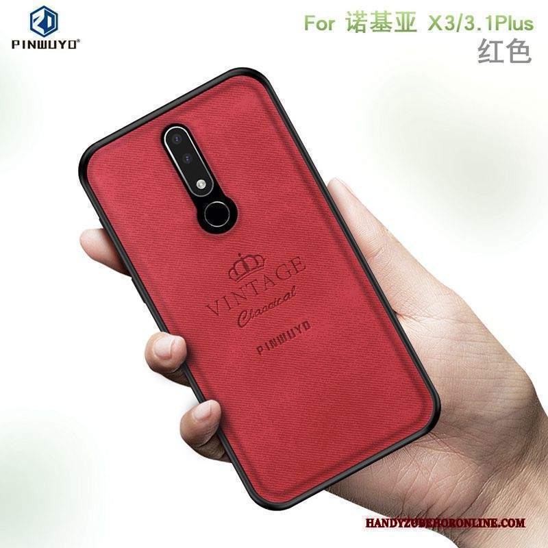 Custodia Nokia 3.1 Plus Grigiotelefono, Cover Nokia 3.1 Plus Sottile Panno