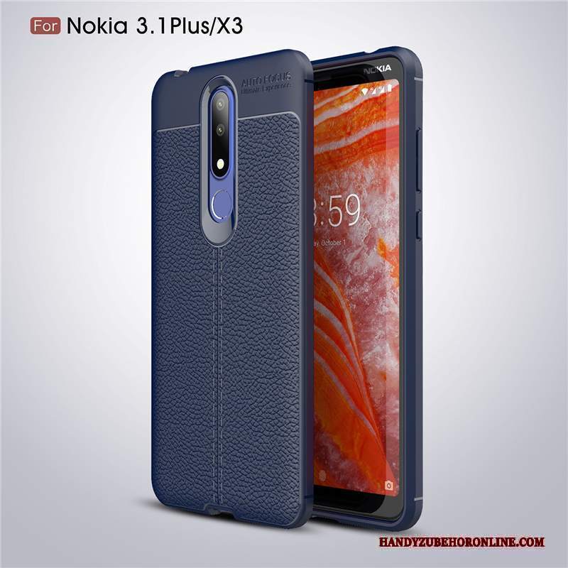 Custodia Nokia 3.1 Plus Protezione Anti-cadutatelefono, Cover Nokia 3.1 Plus Litchi Modello