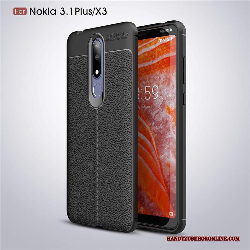 Custodia Nokia 3.1 Plus Protezione Anti-cadutatelefono, Cover Nokia 3.1 Plus Litchi Modello