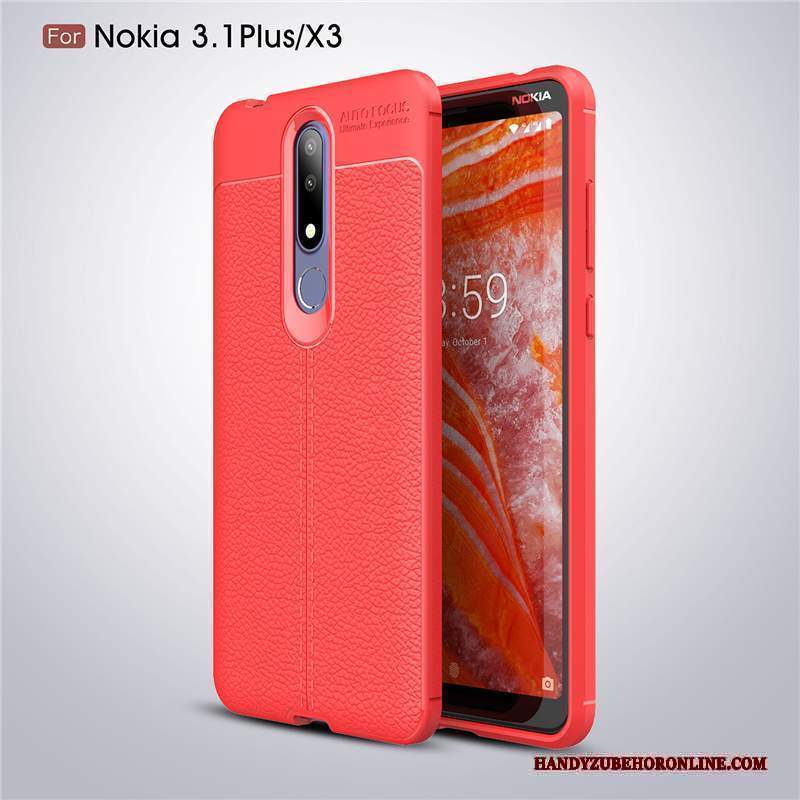 Custodia Nokia 3.1 Plus Protezione Anti-cadutatelefono, Cover Nokia 3.1 Plus Litchi Modello