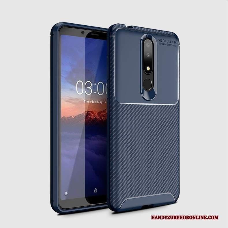 Custodia Nokia 3.1 Plus Silicone Morbido Marrone, Cover Nokia 3.1 Plus Protezione Telefono Fibra