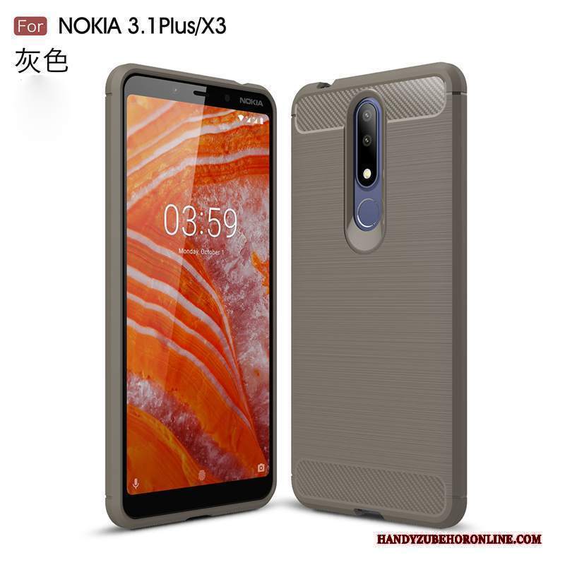 Custodia Nokia 3.1 Plus Silicone Tendenza Morbido, Cover Nokia 3.1 Plus Grigio Tutto Incluso